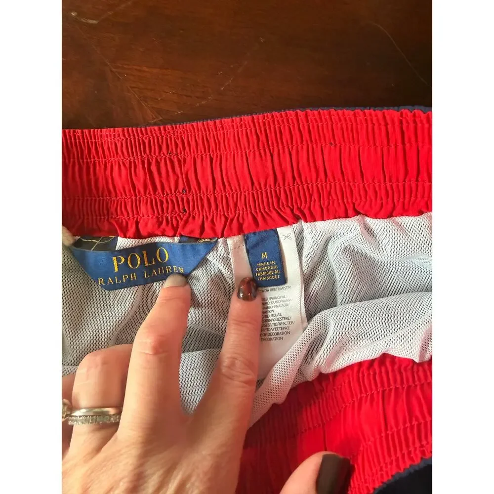Polo Ralph Lauren Classic Swim Trunk Traveler‎ 5.75’’ Medium Navy red logo